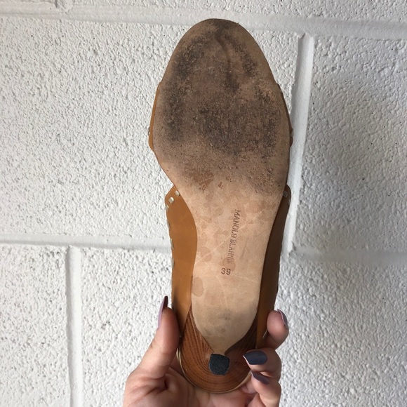 Manolo Blahnik leather slide heeled sandals sz: 9 - Picture 7 of 8